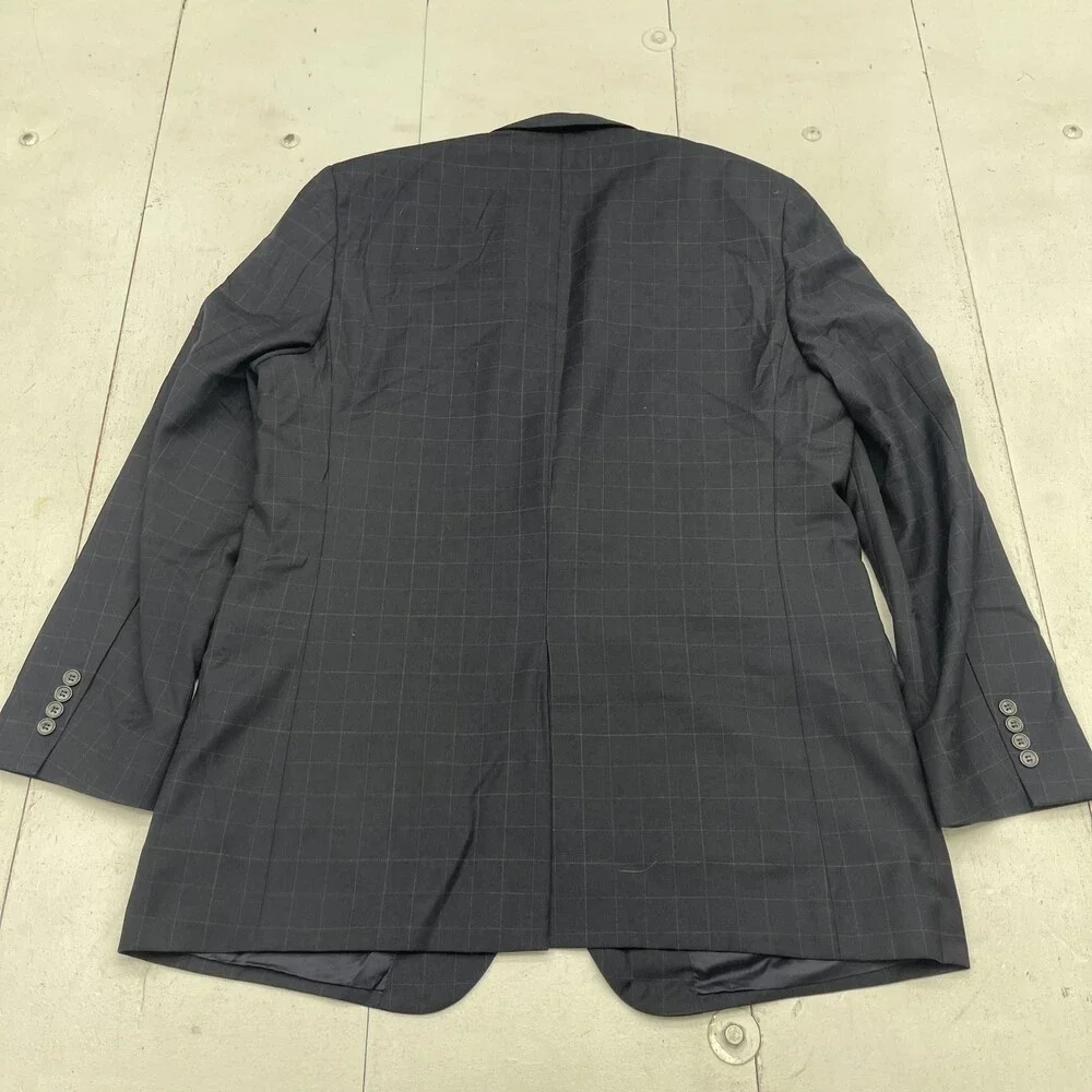 Jos A Bank Signature Collection Blazer Mens 46L Navy Windowpane Wool Jacket - Picture 9 of 9